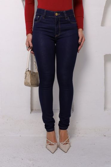 Calça Jeans Skinny Com Elástico Personalizado Feminina Revanche Nalec Azul 
