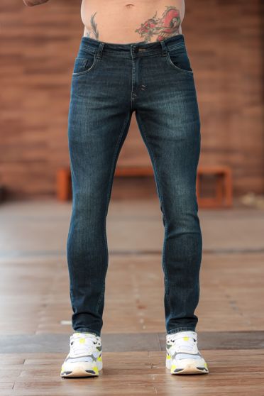 Calça Jeans Slim Com Elastano Normal Masculina Revanche Daimiel Azul