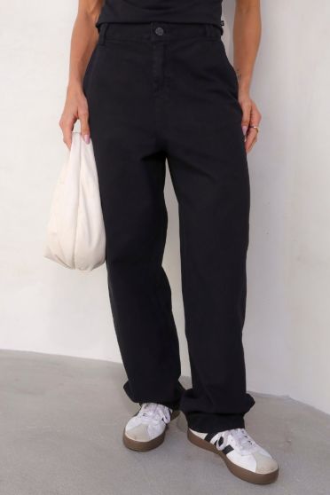Calça Baggy Sarja Bolso Faca Feminino Revanche Selímbria PRETO