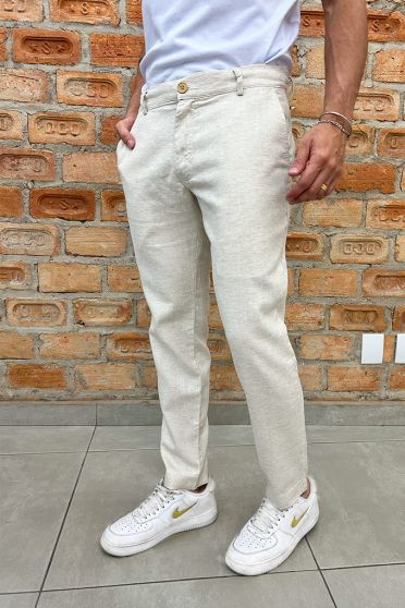 Calça Chico Bolso Embutido Masculina Revanche Gascones NATURAL
