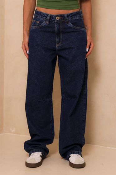 Calça Jeans Baggy Com Recortes Feminino Revanche Arelate UNICA