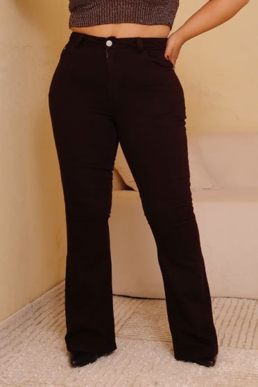 Calça Jeans Flare Curvy Feminino Revanche Anguciana MARROM CAFE