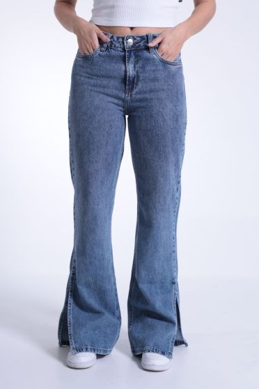 Calça Jeans Reta Abertura Lateral Feminino Revanche Cayman UNICA