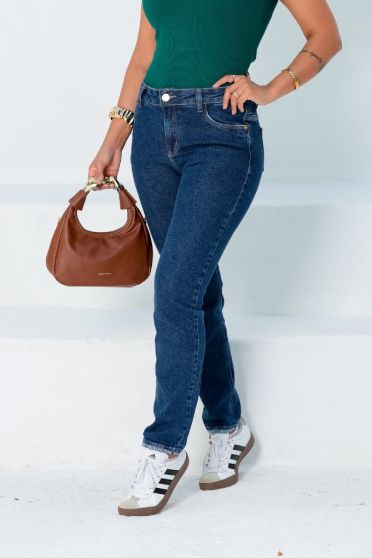 Calça Jeans Reta Barra Normal Feminino Revanche Náucratis Azul