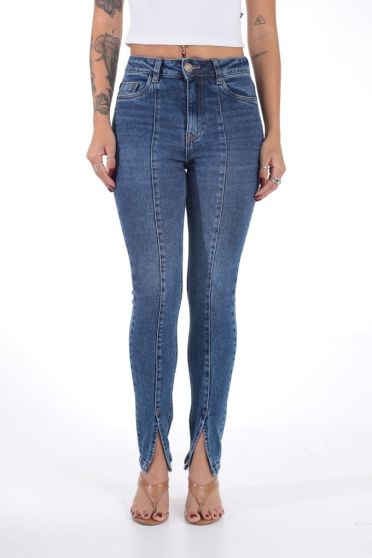 Cal&ccedil;a Jeans Skinny Com Recorte e Abertura Lateral Feminino Revanche Artsaque UNICA