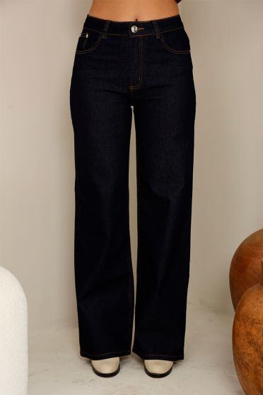 Calça Jeans Wide Leg Barra Normal Feminina Revanche Deciana UNICA