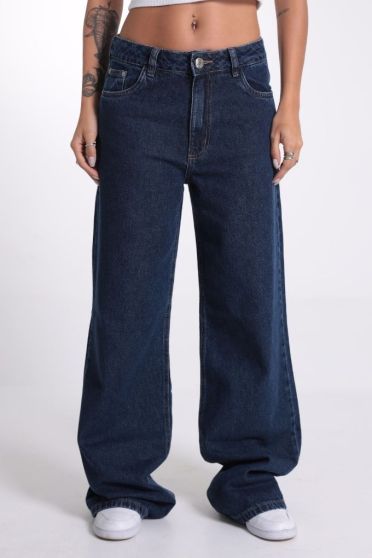 Cal&ccedil;a Jeans Wide Leg Barra Normal Feminino Revanche Tartarist&atilde;o UNICA