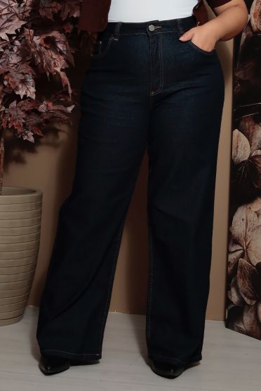 Calça Jeans Wide Leg Barra Normal Curvy Feminina Revanche Tamada UNICA