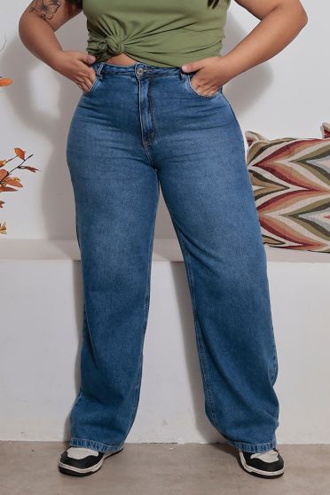 Calça Jeans Wide Leg Curvy Feminina Revanche Mieza UNICA