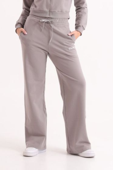 Calça Moletinho Bordado Com Elastico Feminino Revanche Catalunha CINZA TAUPE