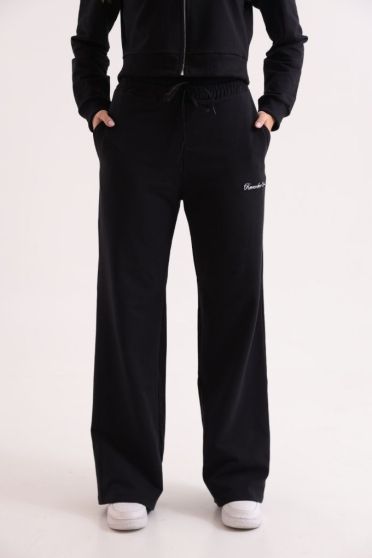 Calça Moletinho Bordado Com Elastico Feminino Revanche Catalunha PRETO