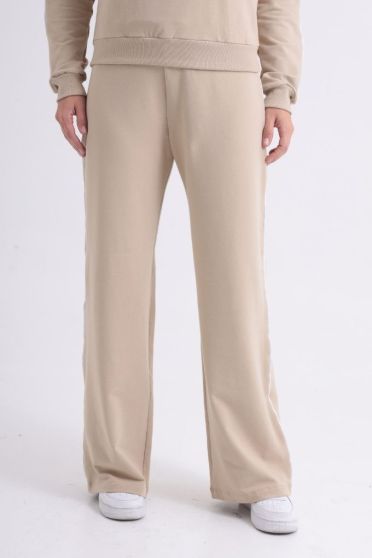 Calça Moletinho Com Detalhe Lateral Feminino Revanche Namíbia BEGE