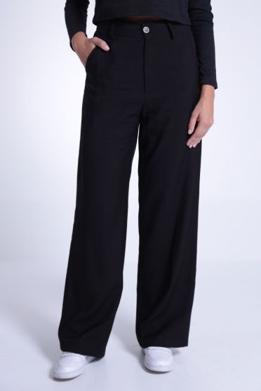 Cal&ccedil;a Wide Alfaiataria Bolso Faca Feminina Revanche Sovi&eacute;tica PRETO