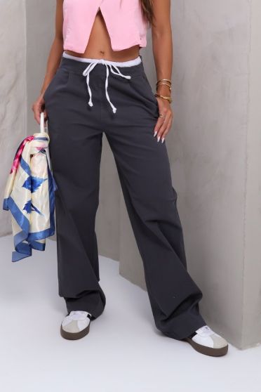 Calça Wide Leg Color Com Cós Sobreposto Feminina Revanche Arjona CHUMBO