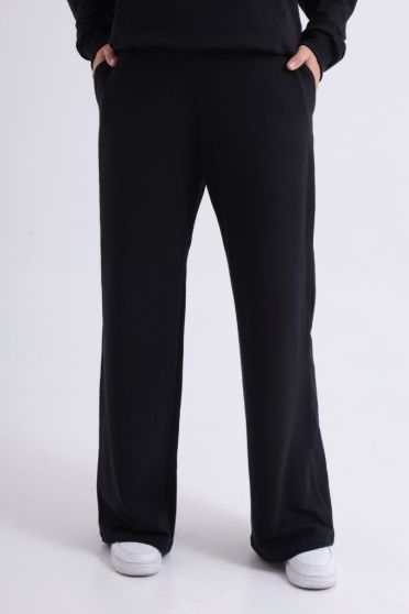 Calça Wide Leg Moletinho Com Elastico Feminino Revanche Africana PRETO