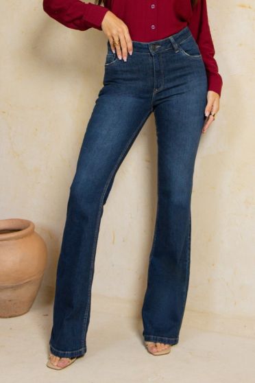 Calça Jeans Flare Básica Feminina Revanche Timbu Azul