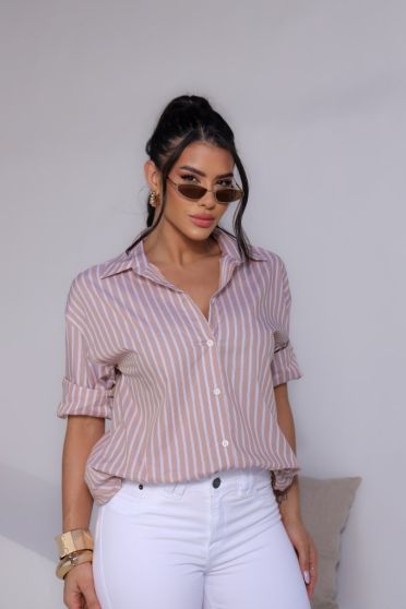 Camisa Oversized Mirra Feminina Revanche Venécia BEGE