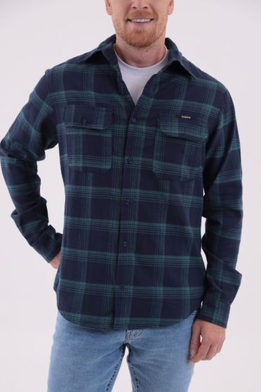 Camisa Xadrez Bolsos Com Lapelas Masculino Revanche Curaçao AZUL MARINHO