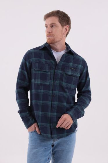 Camisa Xadrez Bolsos Com Lapelas Masculino Revanche Curaçao AZUL MARINHO