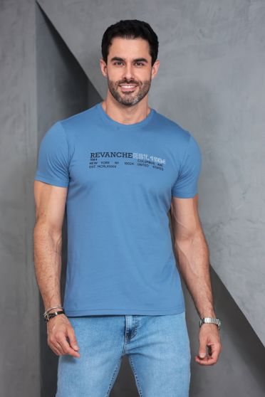 Camisata Estampada Básica Masculino Revanche Turku AZUL MEDIO