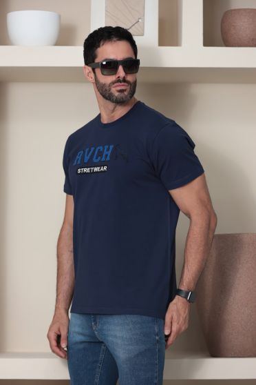 Camiseta Bordada Masculino Revanche Jaicós AZUL MARINHO