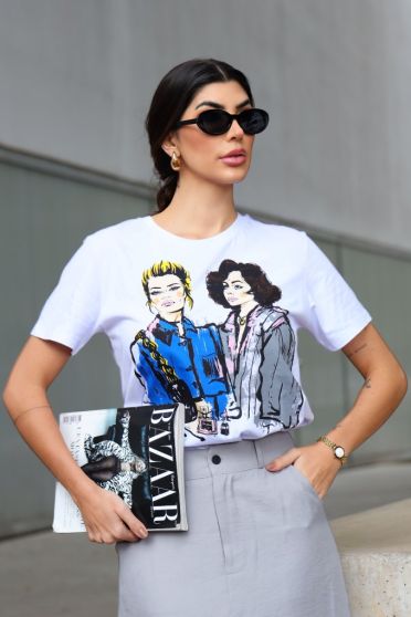 Camiseta Estampada Feminino Revanche Argólida Branco