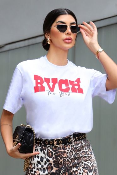 Camiseta Oversized Estampada Feminino Revanche Marje BRANCO