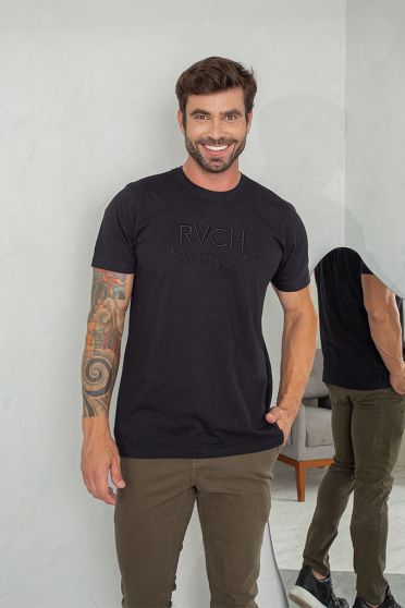 Camiseta Bordada Masculina Revanche Carballedo PRETO