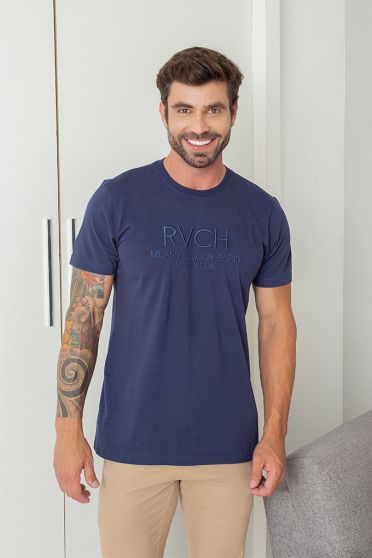 Camiseta Bordada Masculina Revanche Carballedo AZUL MARINHO