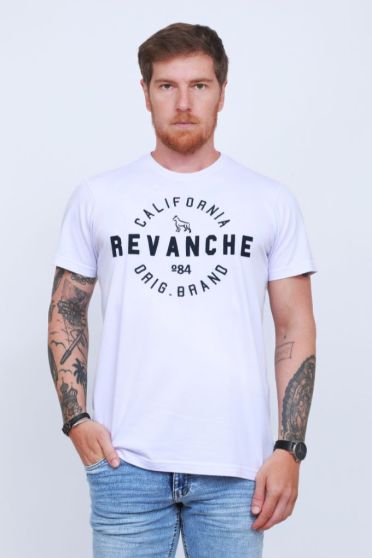 Camiseta Bordada Masculino Revanche Celeste BRANCO