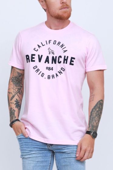 Camiseta Bordada Masculino Revanche Celeste ROSA BEBE