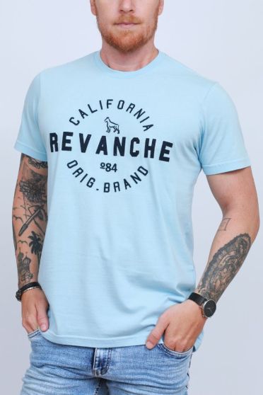 Camiseta Bordada Masculino Revanche Celeste AZUL BEBE