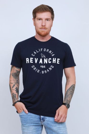 Camiseta Bordada Masculino Revanche Celeste AZUL MARINHO ULTRA