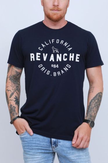 Camiseta Bordada Masculino Revanche Celeste AZUL MARINHO ULTRA