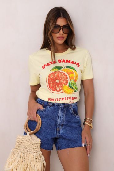 Camiseta Estampada Feminina Revanche Albatera AMARELO CLARO