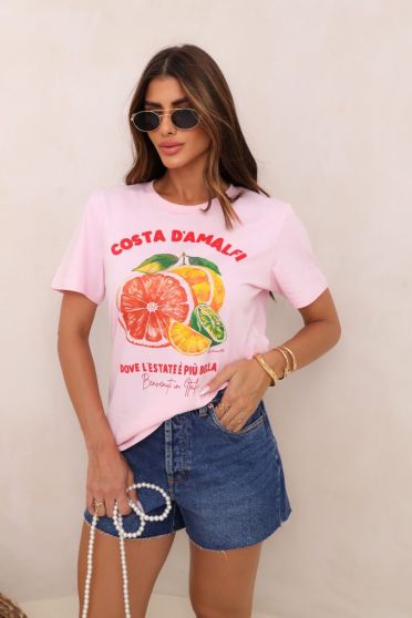 Camiseta Estampada Feminina Revanche Albatera ROSA BEBE