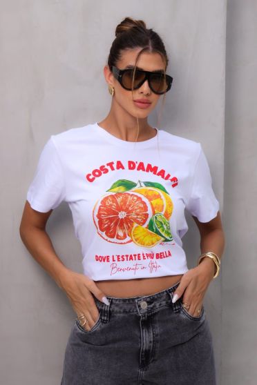 Camiseta Estampada Feminina Revanche Albatera BRANCO