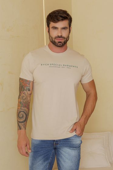 Camiseta Estampada Masculino Revanche Cólofon AREIA