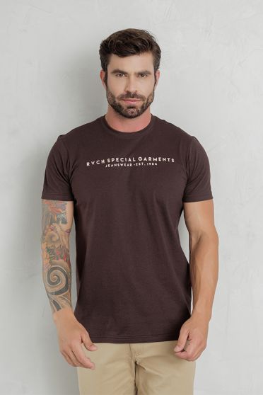 Camiseta Estampada Masculino Revanche Cólofon MARROM
