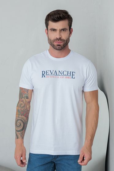 Camiseta Estampada Aveludada Masculino Revanche Perinto BRANCO