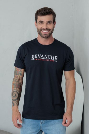 Camiseta Estampada Aveludada Masculino Revanche Perinto AZUL MARINHO ULTRA