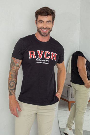 Camiseta Estampada Champs Masculina Revanche Cerdedo PRETO