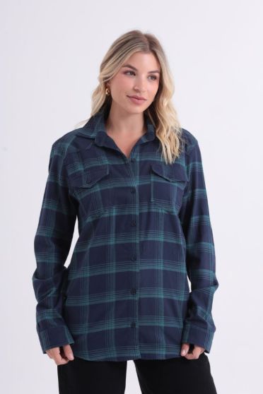 Camisa Xadrez Feminino Revanche Albânia AZUL MARINHO