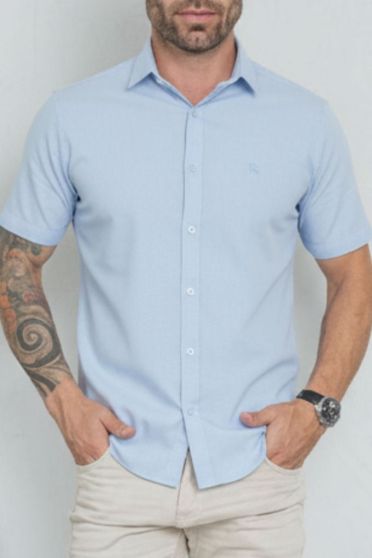 Camisa Bordada Masculino Revanche Bíngio AZUL CLARO