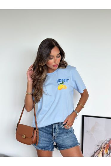Camiseta Estampada Feminina Revanche Garlitos AZUL BEBE