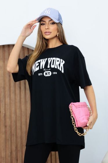 Camiseta Estampada Oversized Feminino Revanche Cirenaica PRETO
