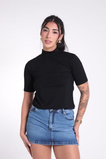 Camiseta Gola Alta Feminina Revanche Padua PRETO