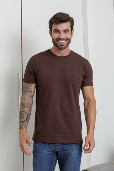 Camiseta Bordada Masculina Revanche Nequino MARROM