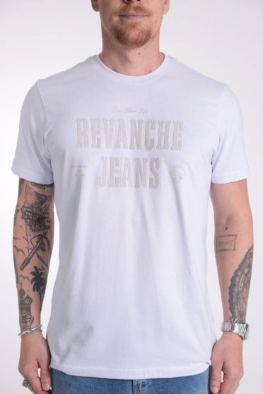 Camiseta Masculina Manga Curta Estampada Revanche-CT.MAS.00203 BRANCO