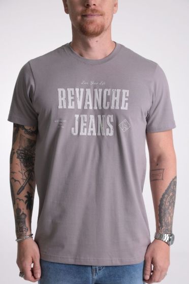 Camiseta Masculina Manga Curta Estampada Revanche-CT.MAS.00203 CINZA TAUPE